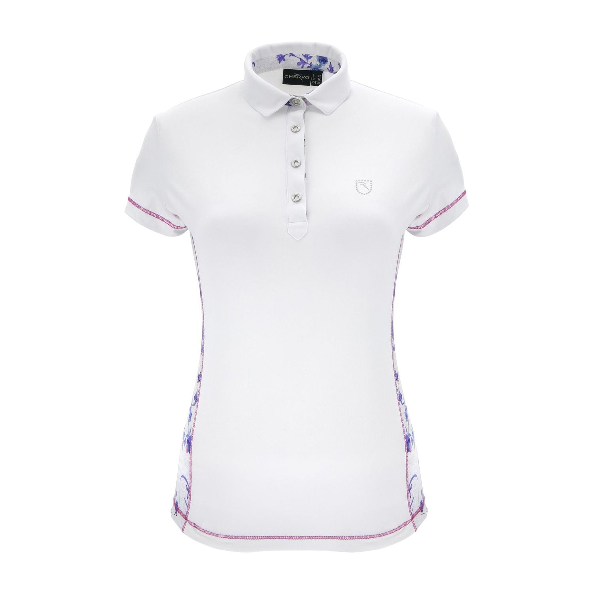 Chervo W Aibo SS Polo Bianco/Blu fantasia Donna