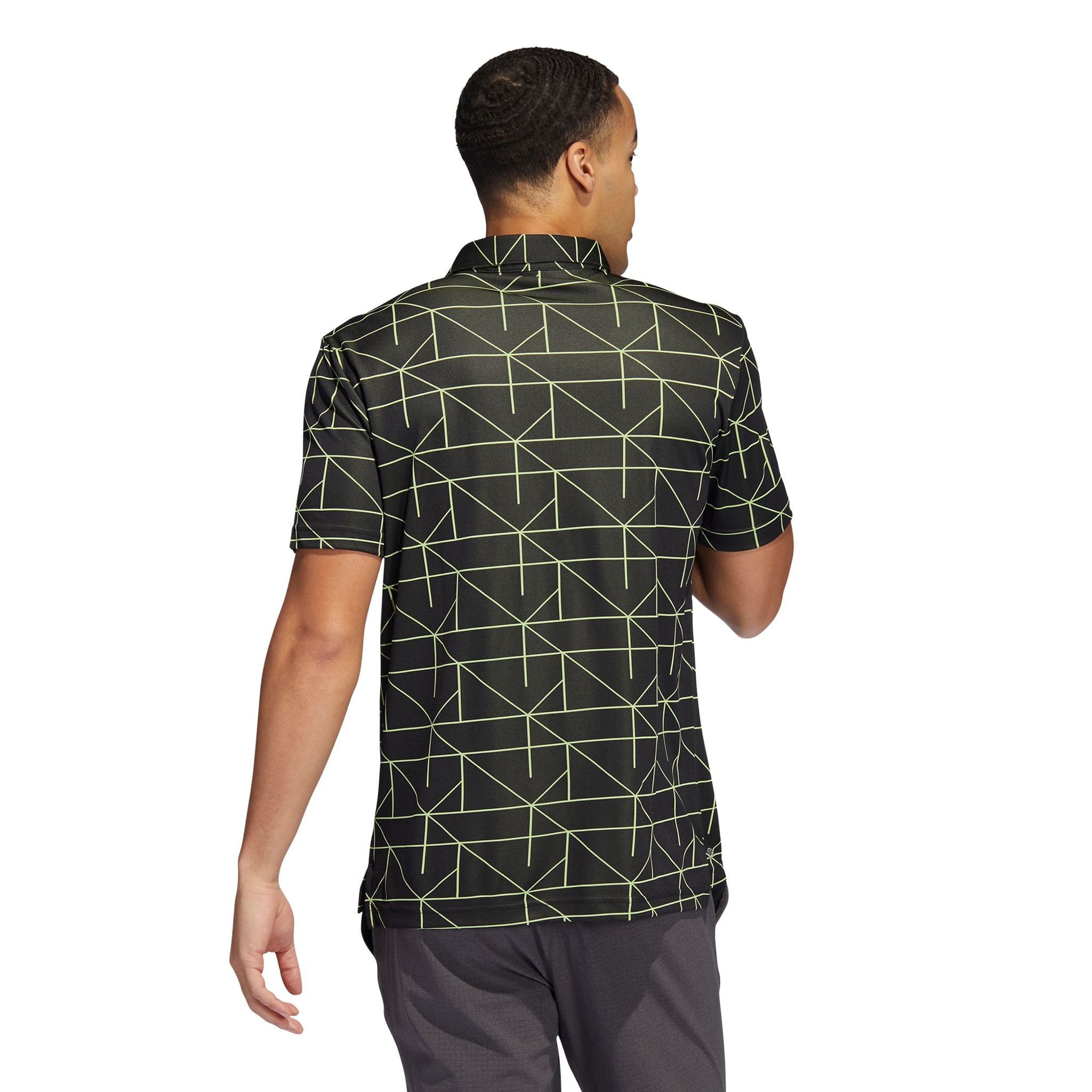Adidas M Polo Jaquard Lines Nero/Lime Pulse Uomo