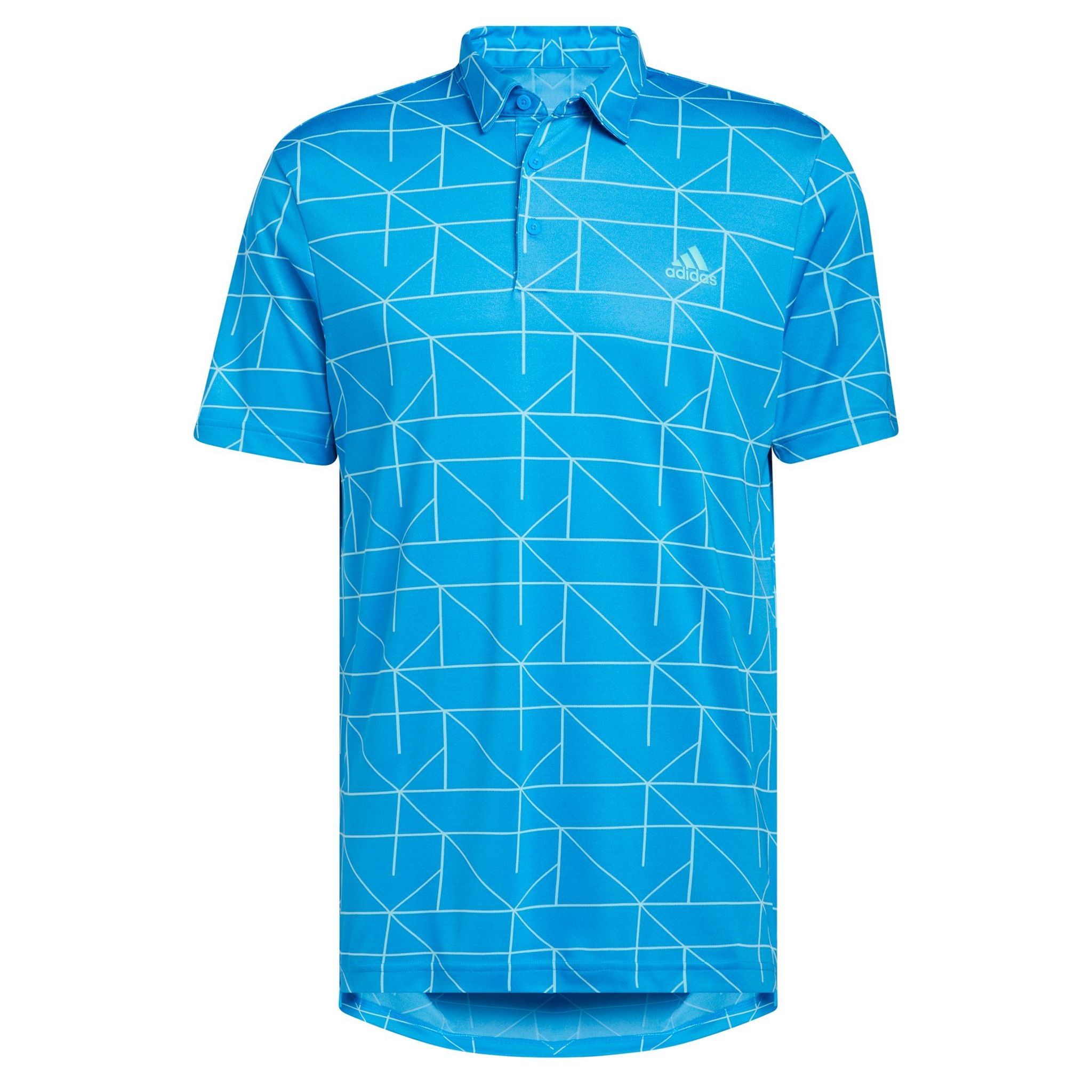 Adidas M Polo Jaquard Lines Blu Rush/Semi Mint Rush Uomo