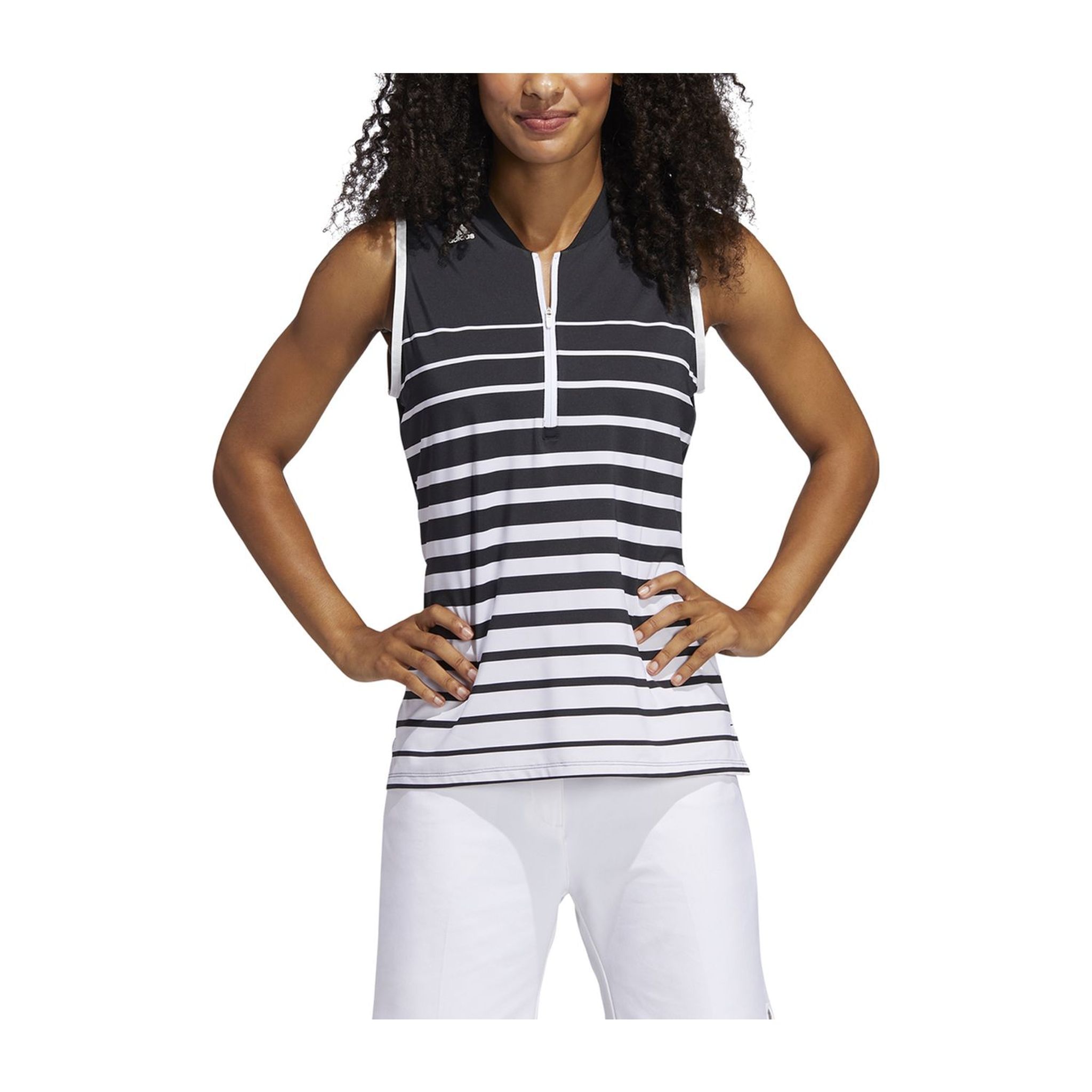 Adidas W Engineered Stripe SL Polo Nero/Bianco Donna