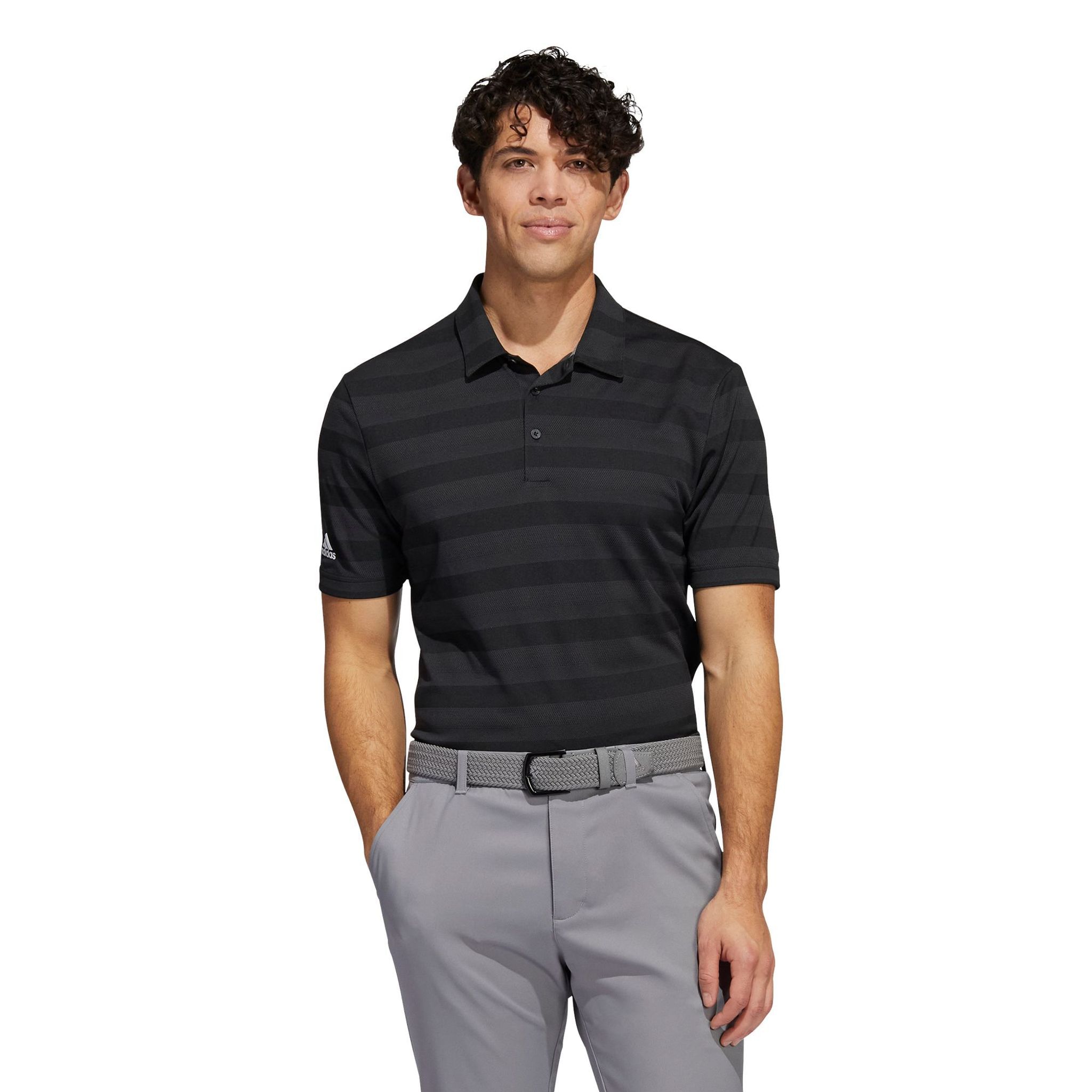 Adidas M Polo a due colori a righe nero/grigio sei uomini