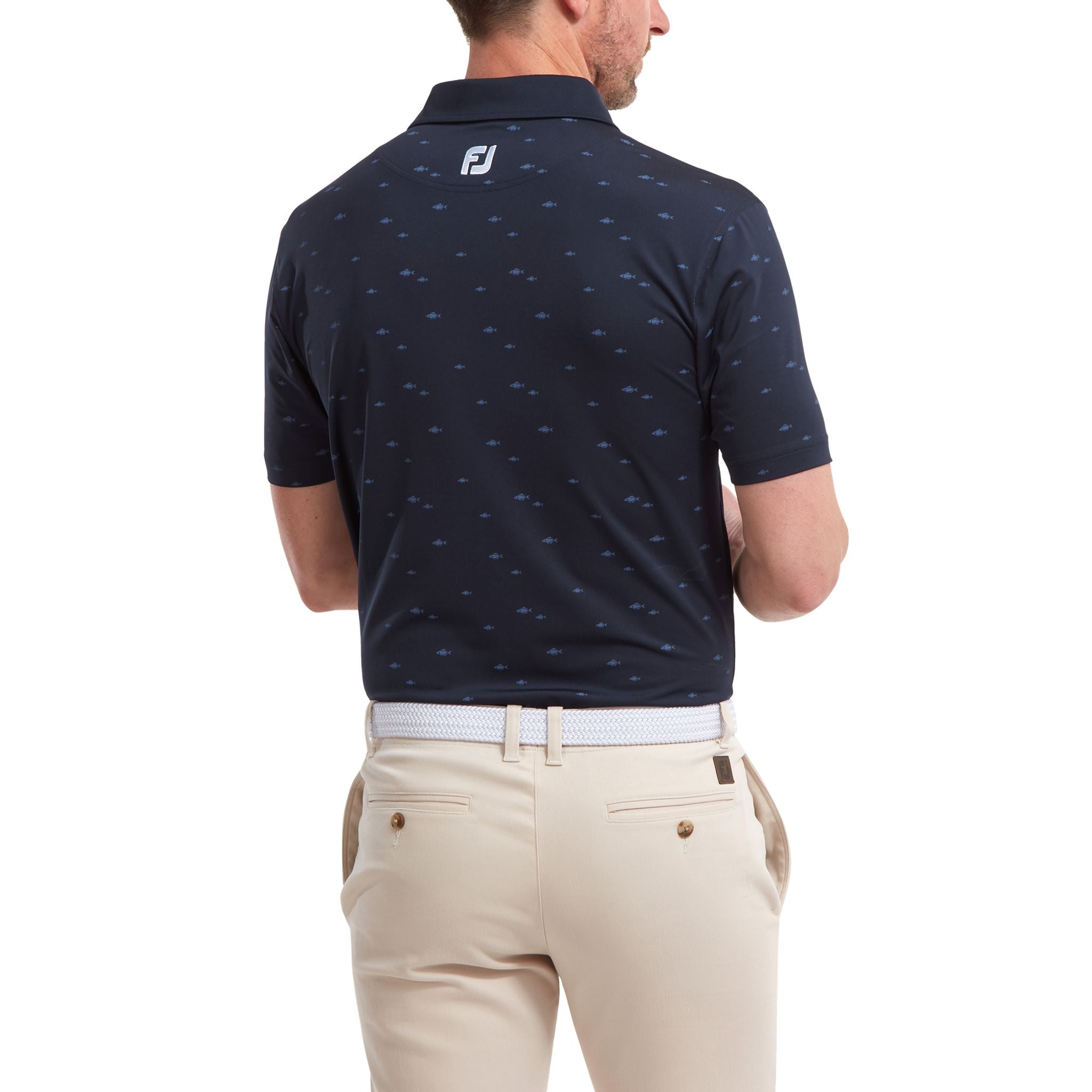 Polo da uomo Footjoy School of Fish Print Lisle