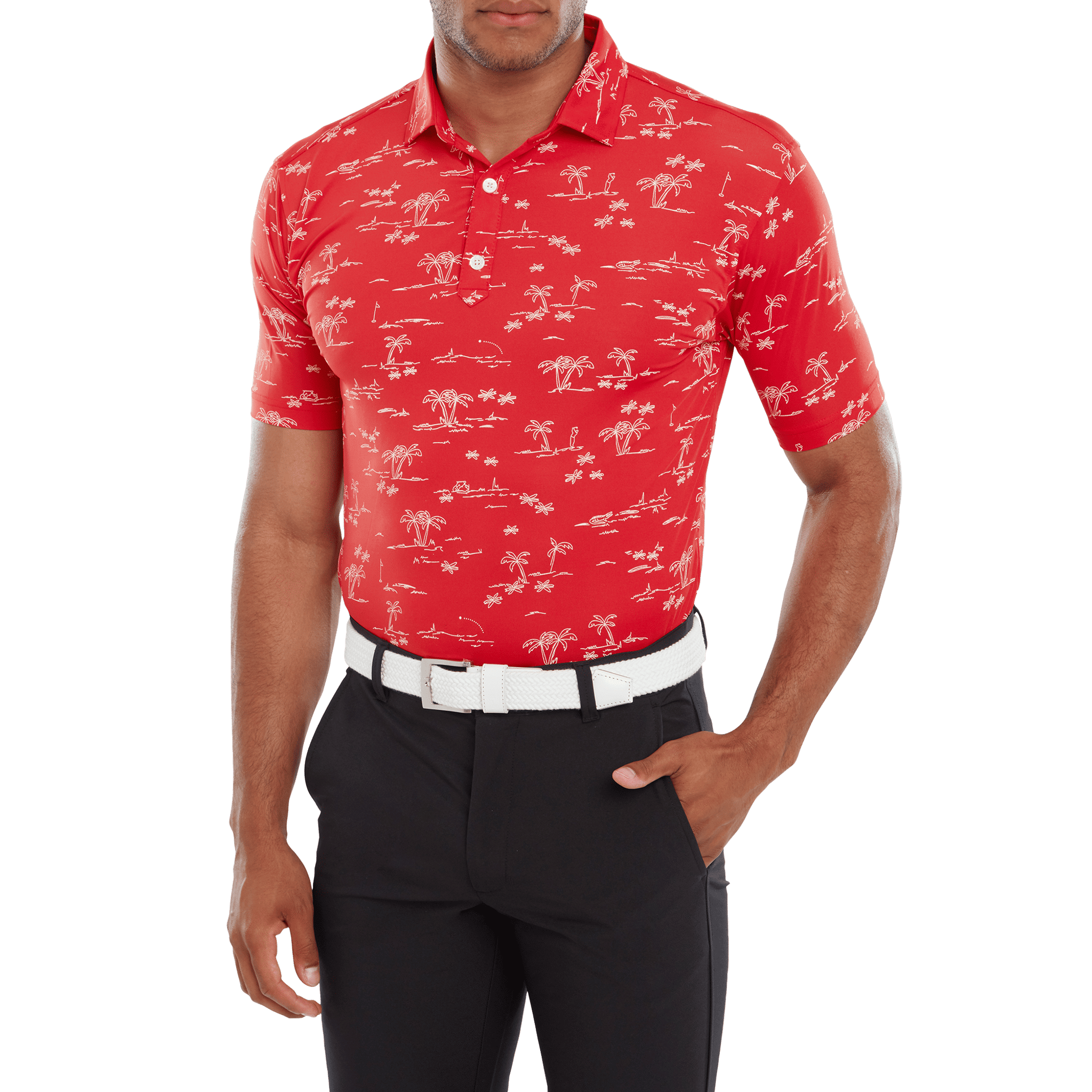 Polo da golf stampata Footjoy Tropic da uomo