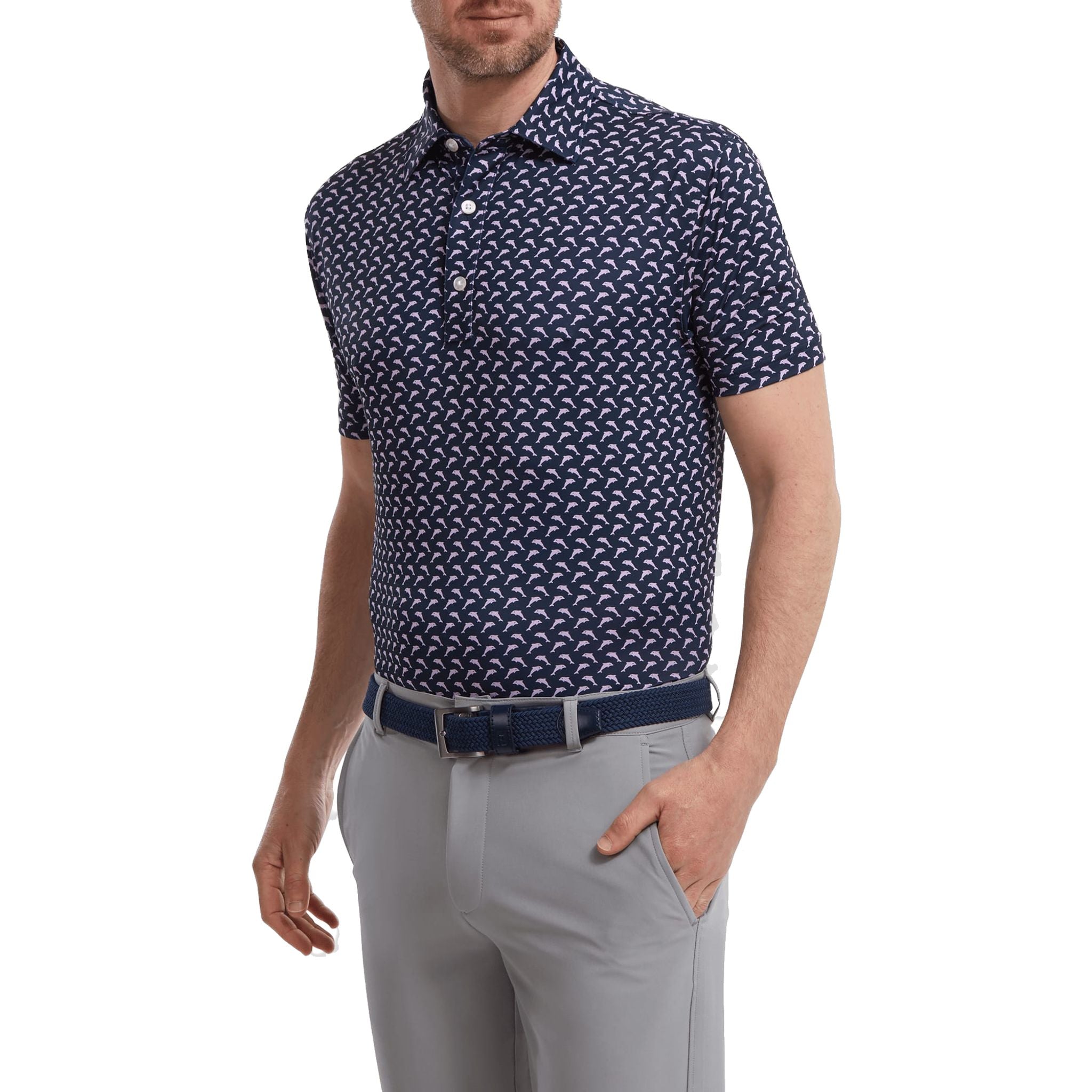 Polo Footjoy Leaping Dolphins con stampa Lisle da uomo