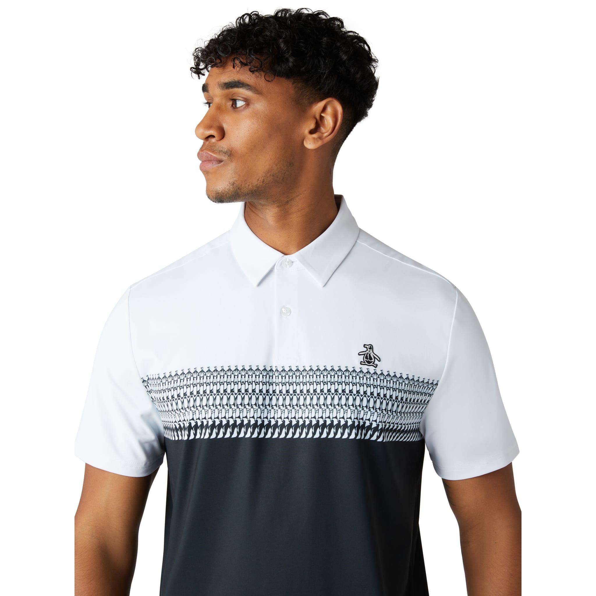Polo da uomo con stampa a blocchi a righe originali Penguin Engineered Novelty