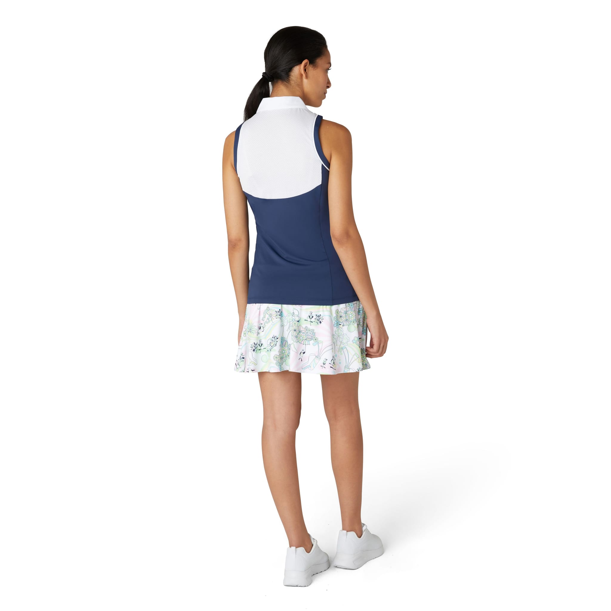 Polo senza maniche a blocchi di colore in meshback originale Penguin da donna