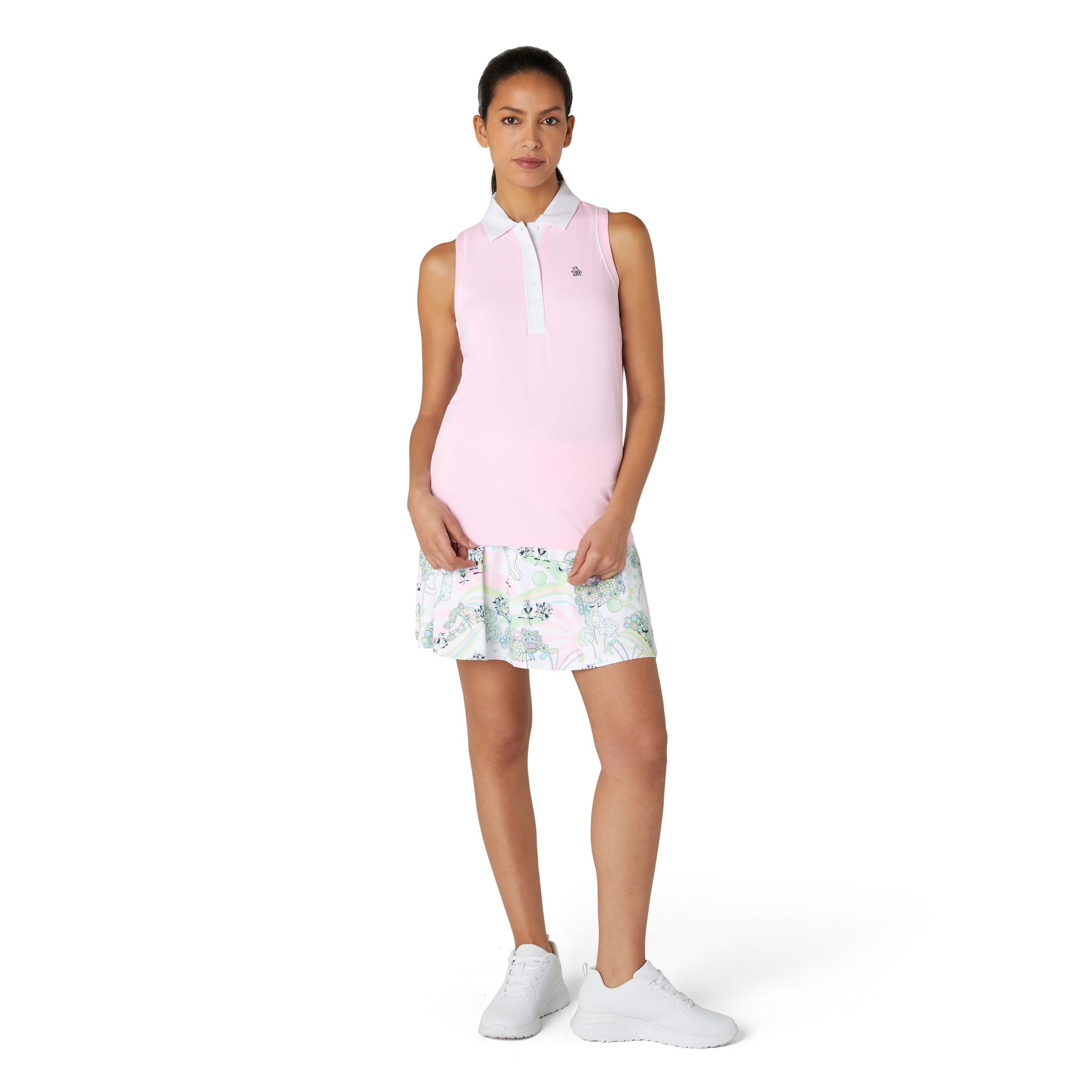 Polo senza maniche a blocchi di colore in meshback originale Penguin da donna