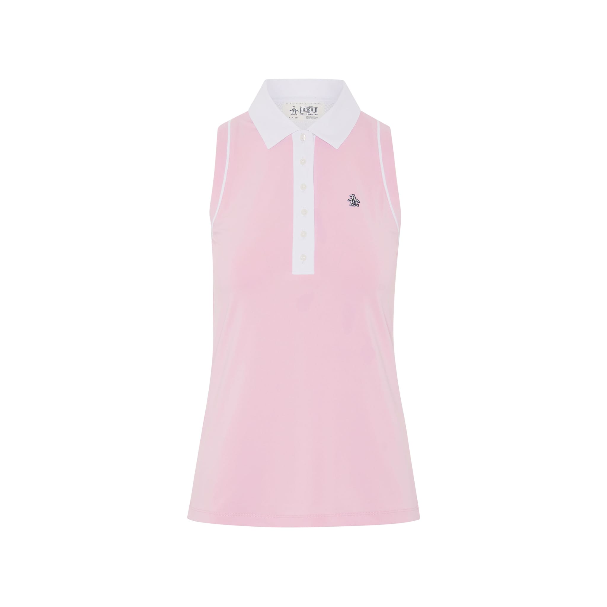 Polo senza maniche a blocchi di colore in meshback originale Penguin da donna