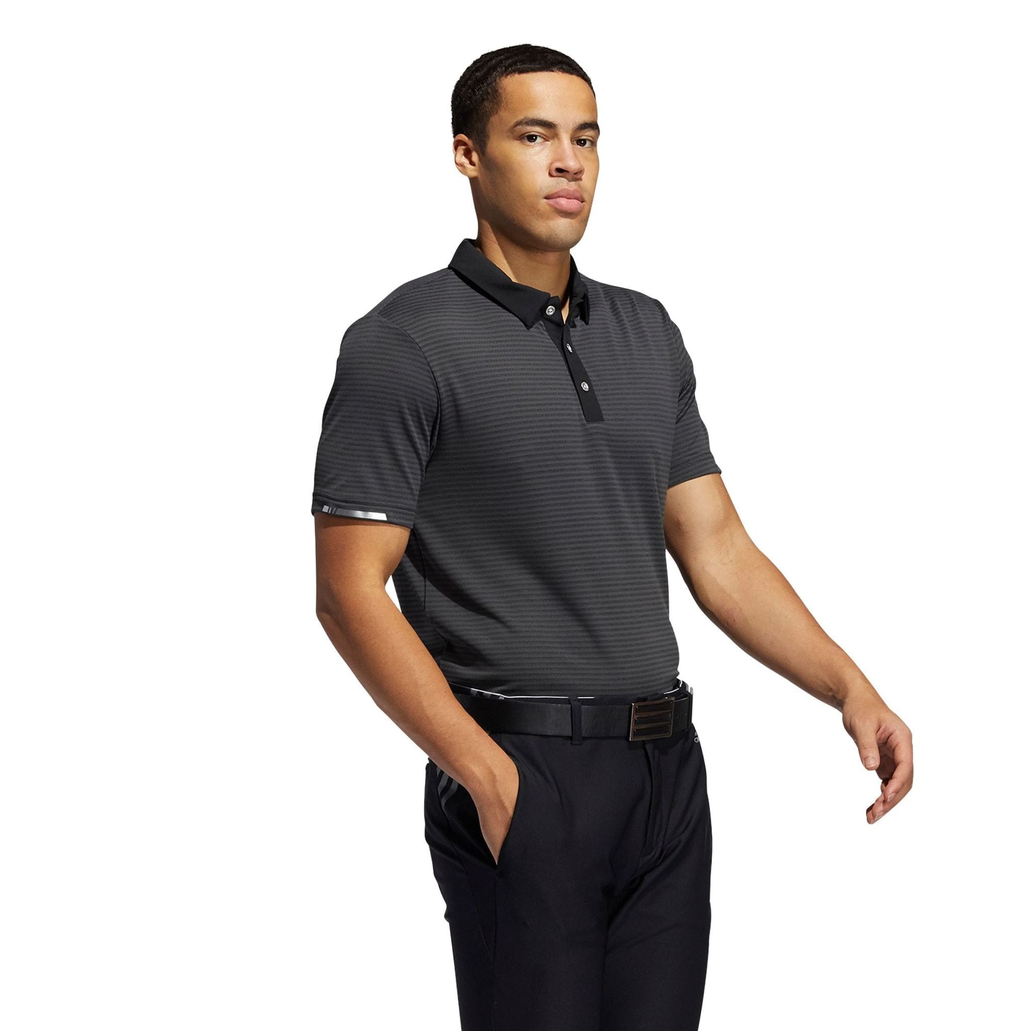 Adidas M Polo Heat Ready Microstripe Carbon Nero Uomo