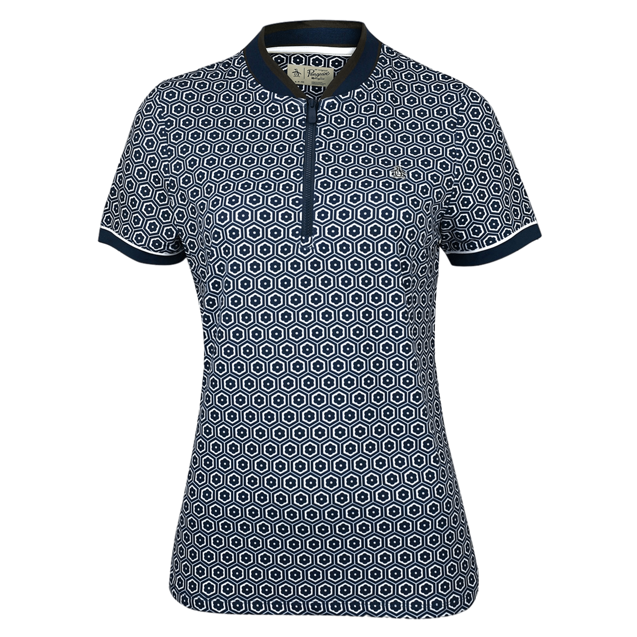 Polo da golf da donna con stampa Geo Penguin originale
