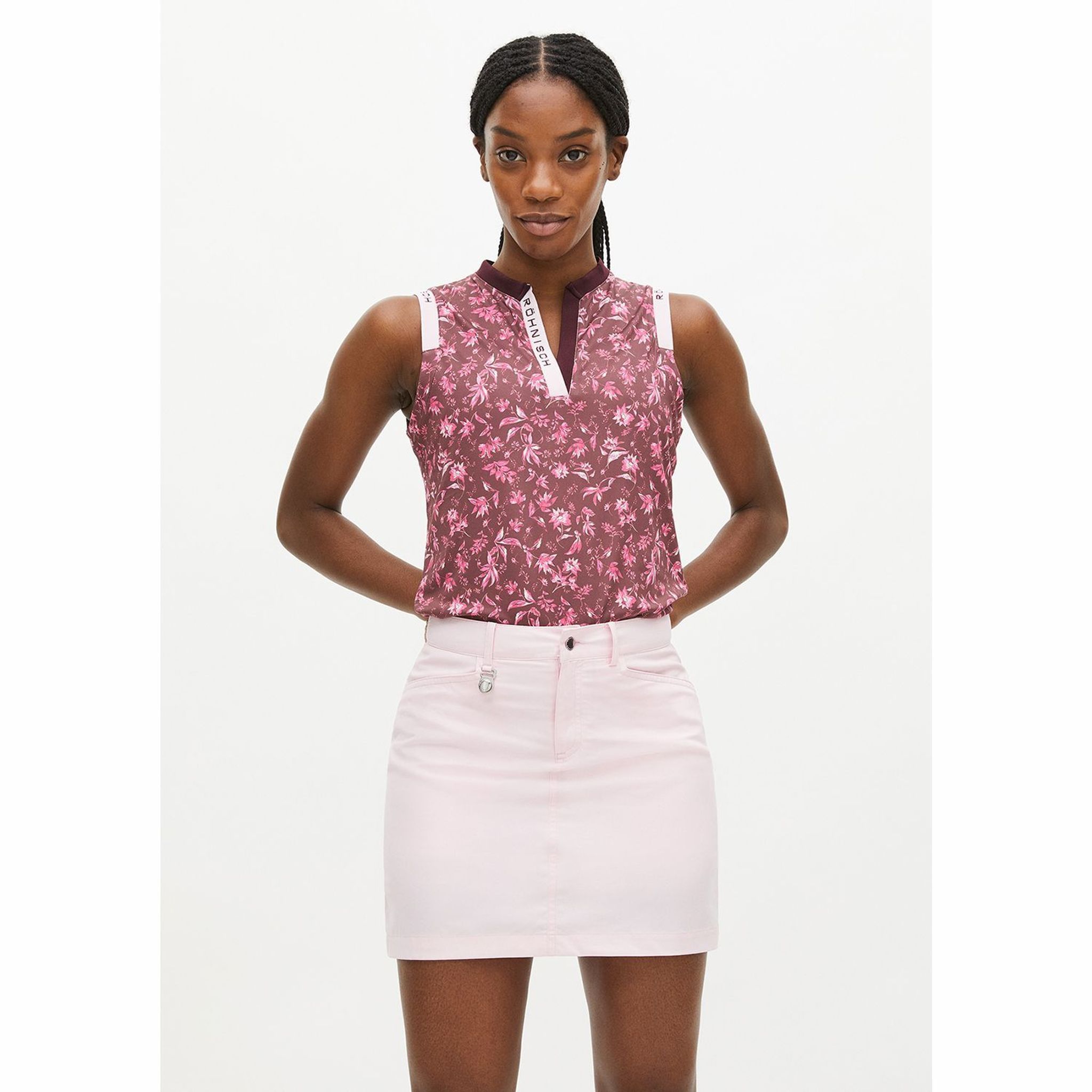 Röhnisch Abby Golf Polo Donna Neon Flower Rosa Senza Maniche L Donna