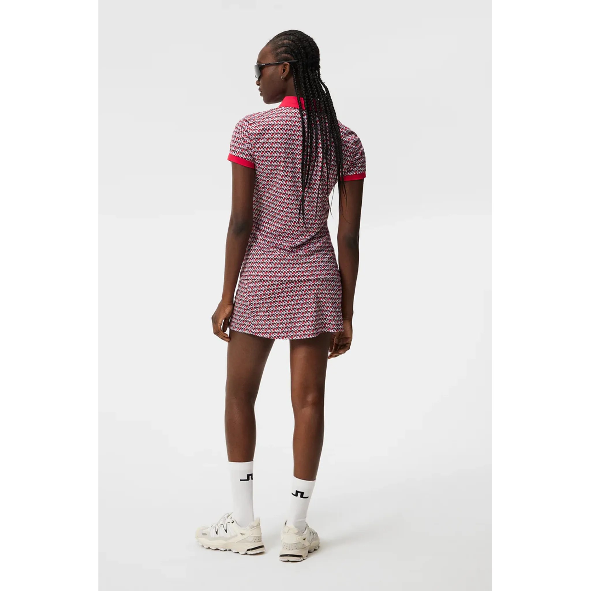 Polo J. Lindeberg Tour Tech Print da donna JLMicro Bridge Rose Red da donna