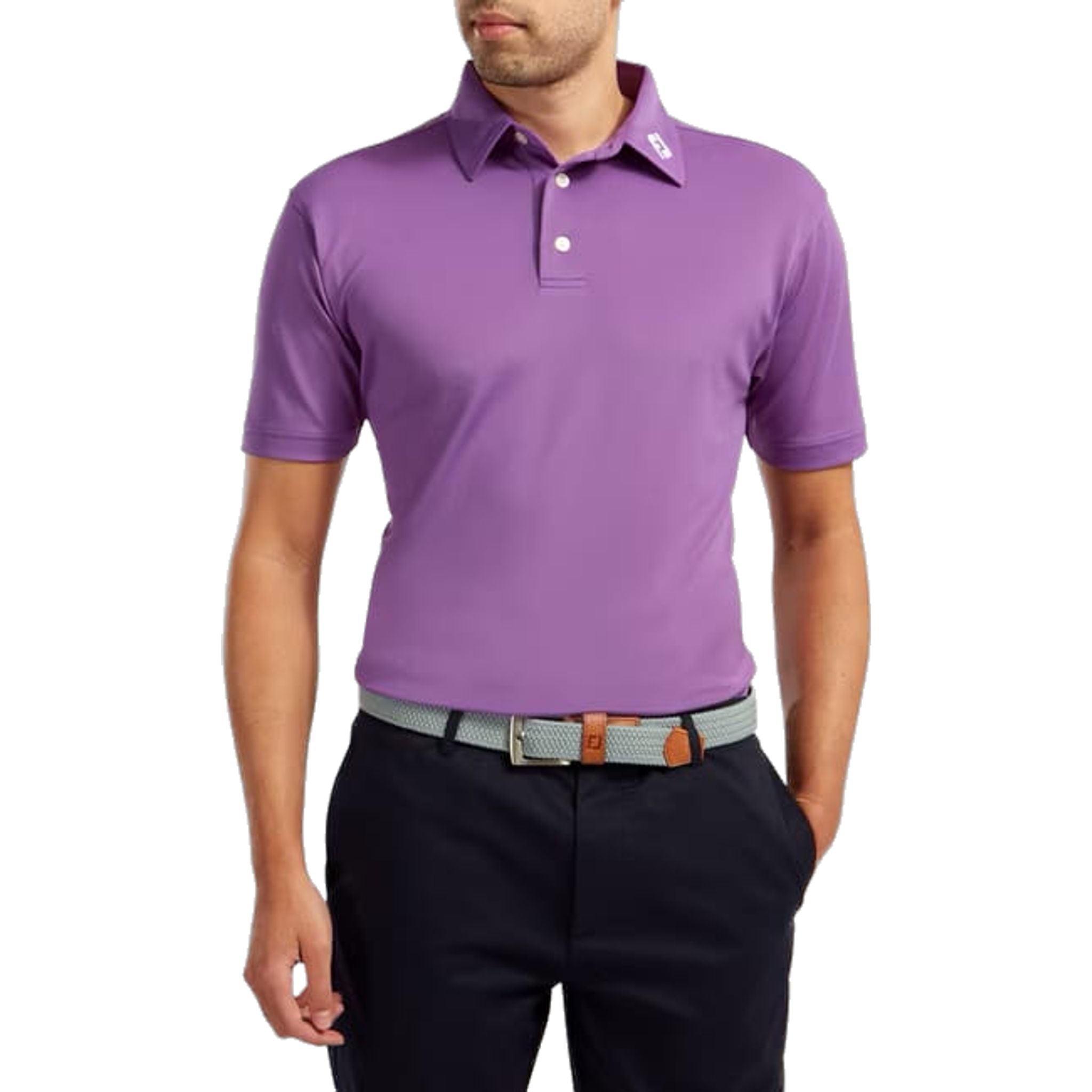 Polo Footjoy M Stretch Pique SS Viola Uomo