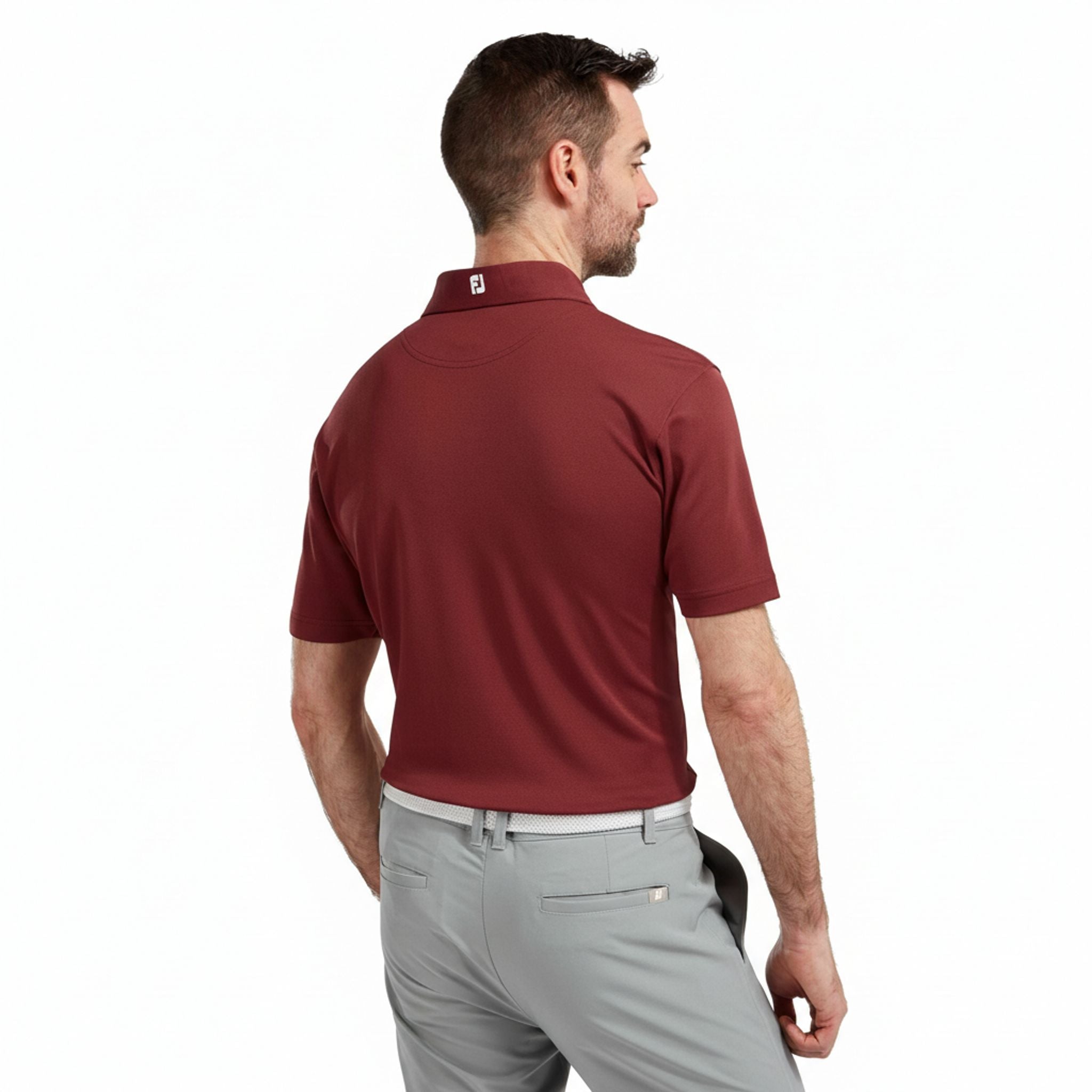 Polo Footjoy Pique Solid Maroon con logo "DCC" M da uomo