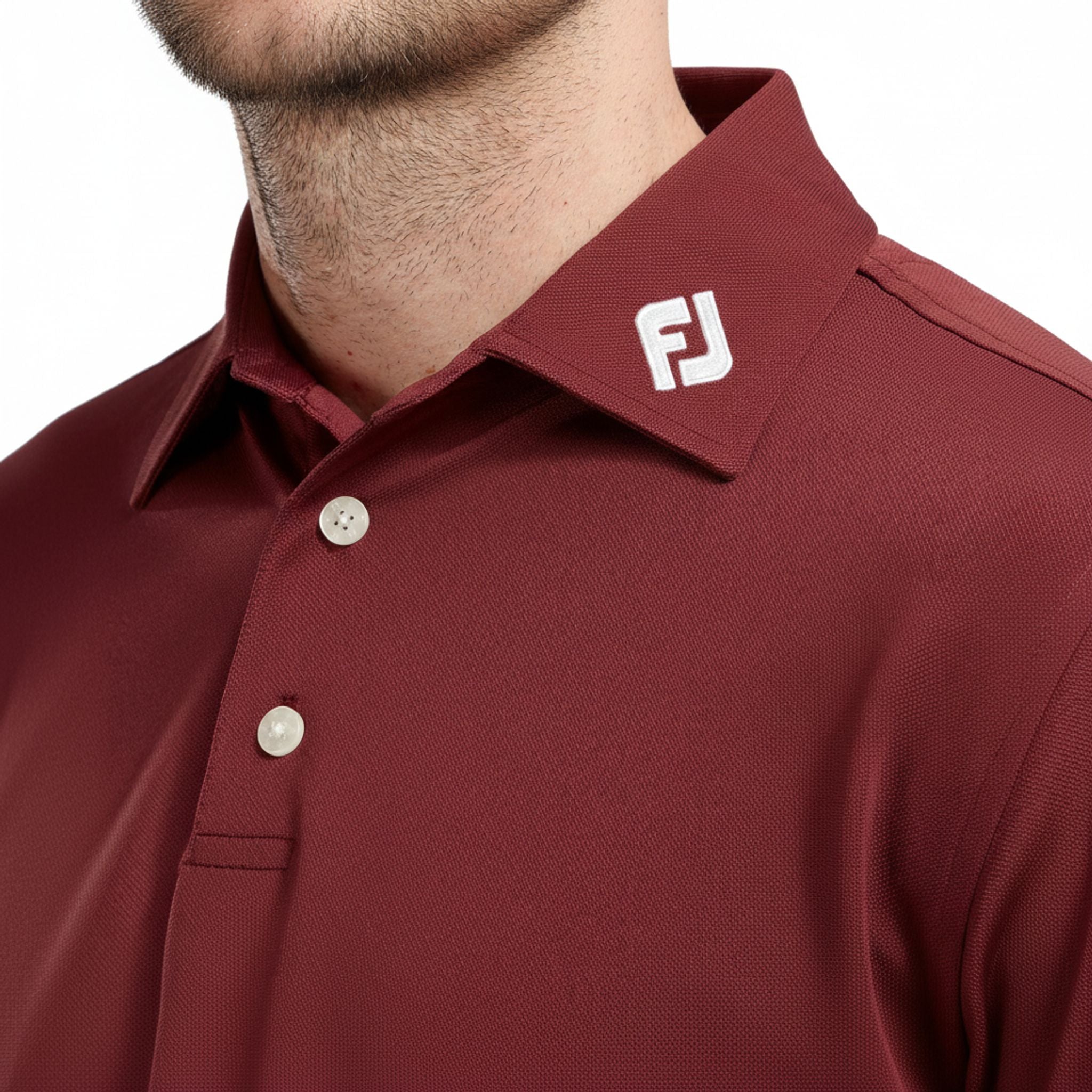 Polo Footjoy Pique Solid Maroon con logo "DCC" M da uomo