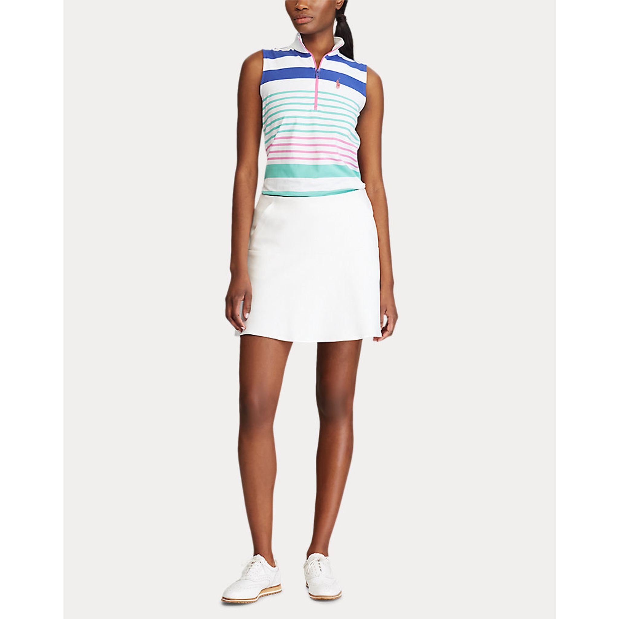 Polo da golf in maglia senza maniche con zip S/L Ralph Lauren da donna