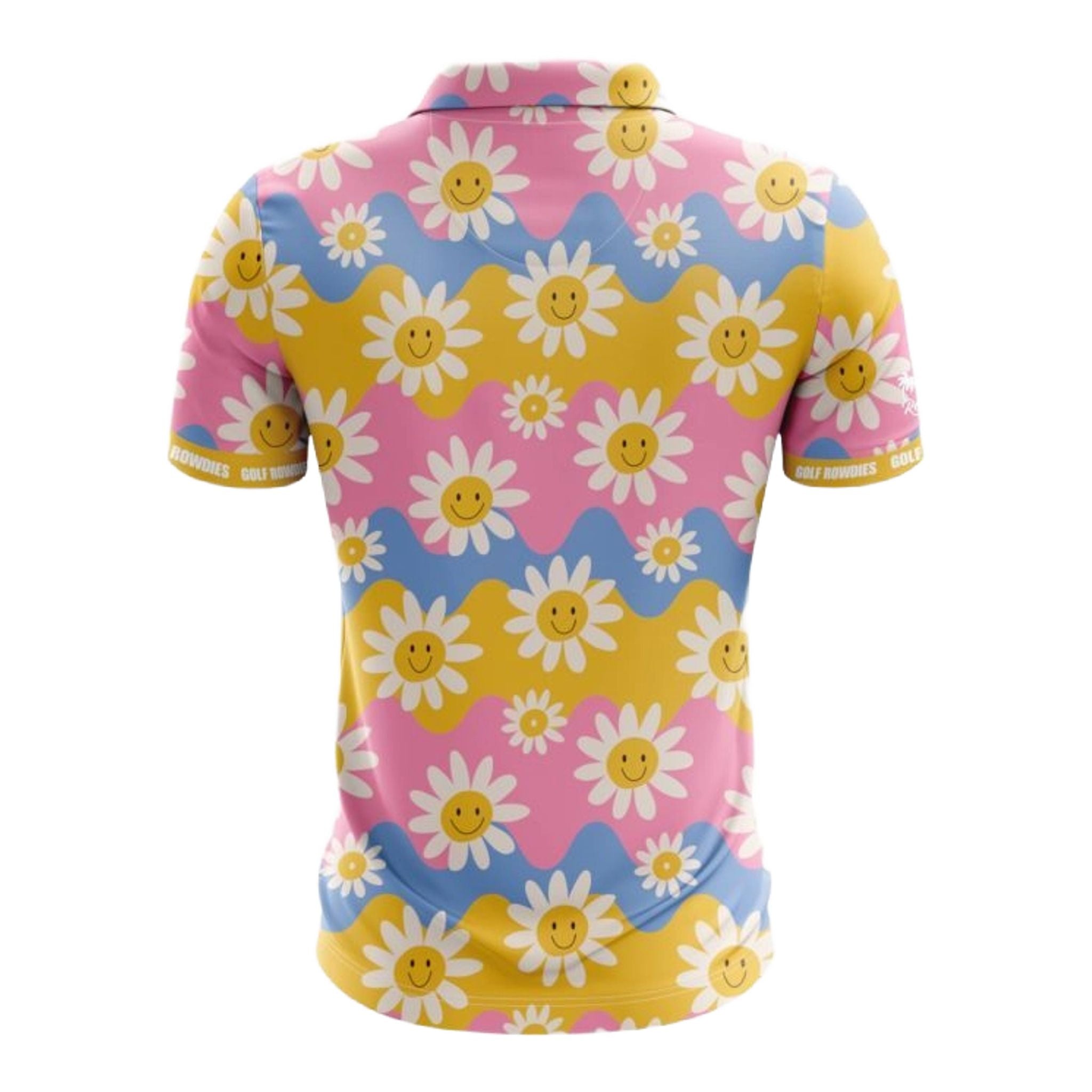 Polo da uomo Golf Rowdies Retro Flower