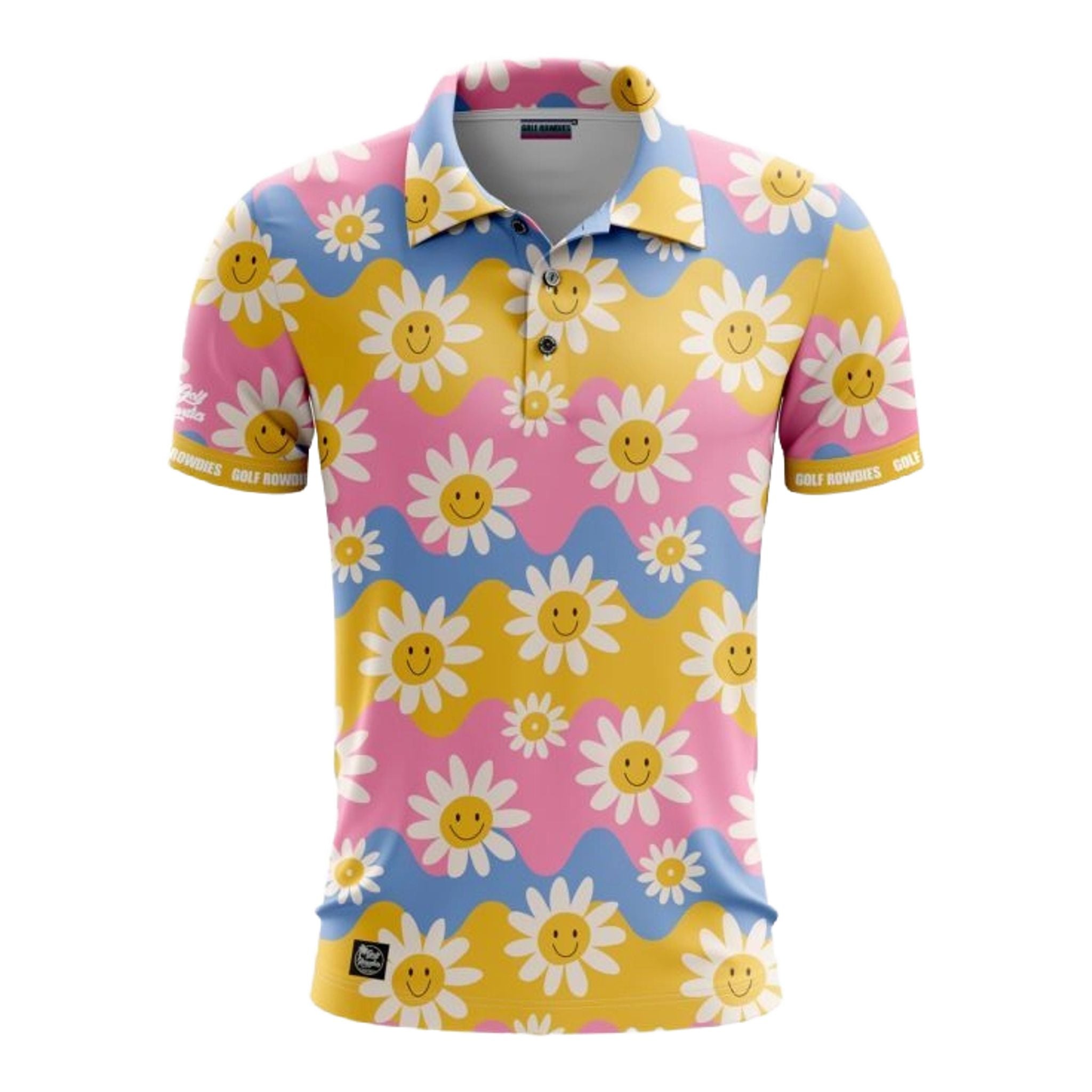 Polo da uomo Golf Rowdies Retro Flower
