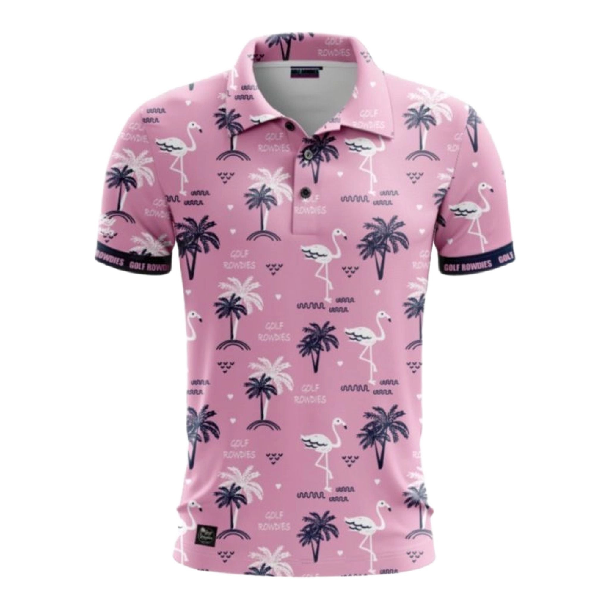 Polo da uomo Golf Rowdies Flamingos &amp; Palm Trees