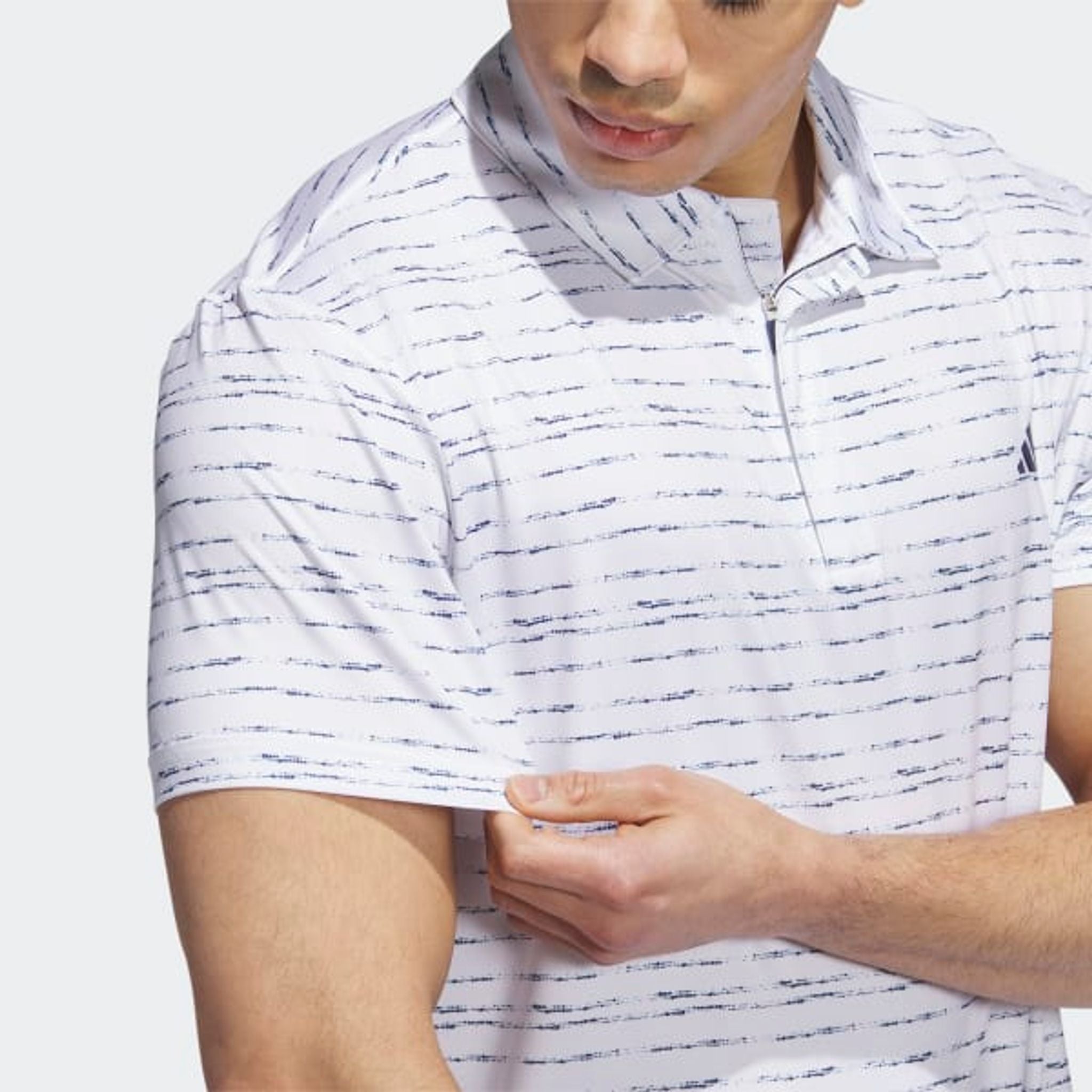 Polo con zip a righe Adidas da uomo, bianca da uomo