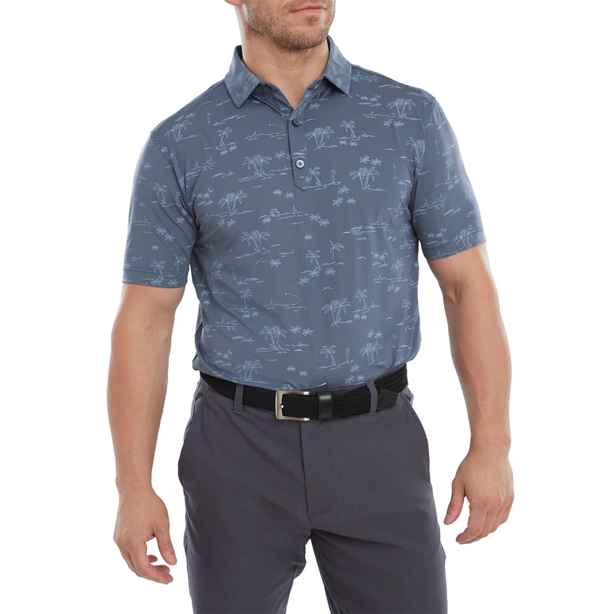 Polo da golf da uomo Footjoy Tropic Golf Lisle Bluestone/Denim