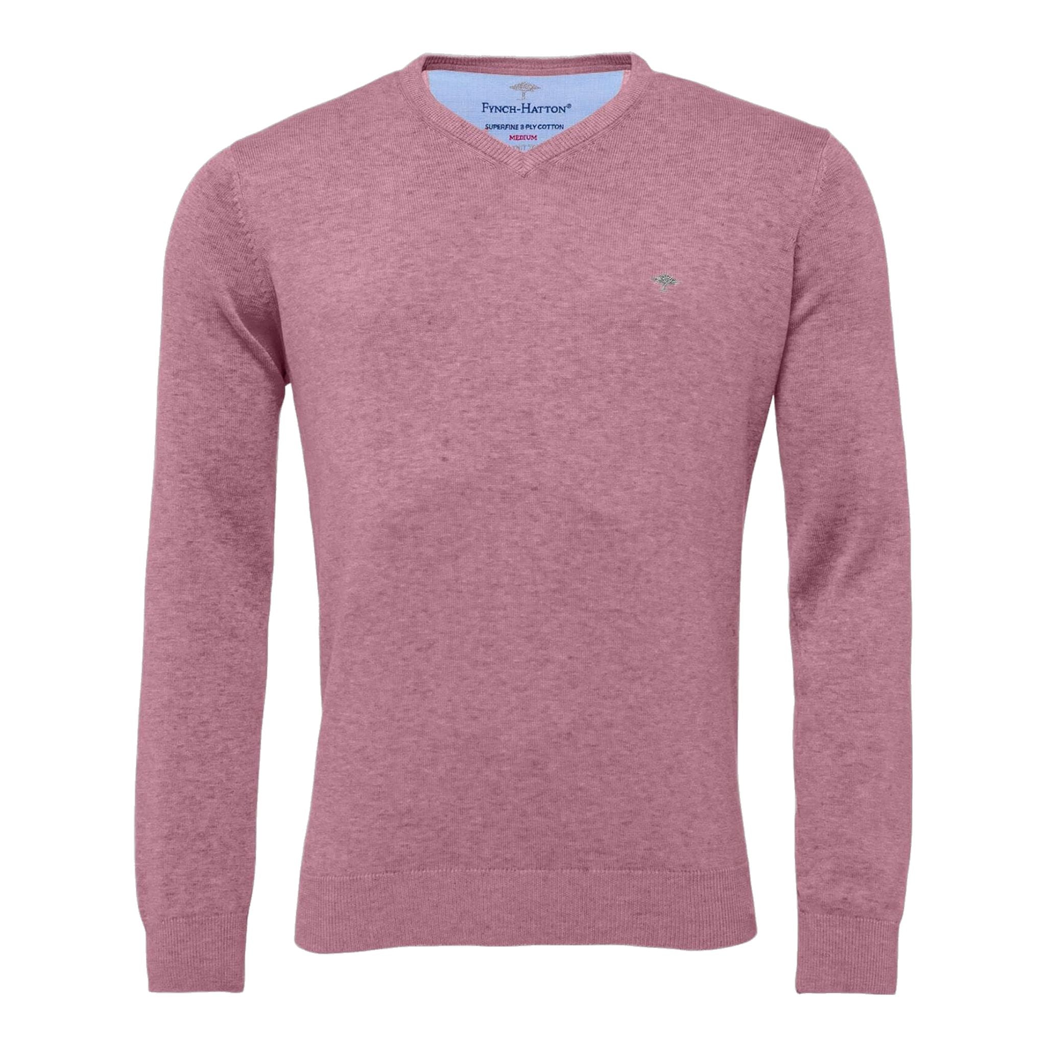Fynch Hatton Maglione da golf superfine con scollo a V da uomo lilla da uomo